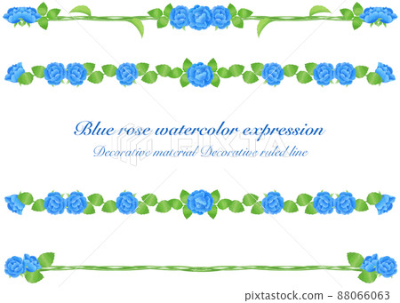 用水彩筆繪製的藍玫瑰裝飾格線 88066063