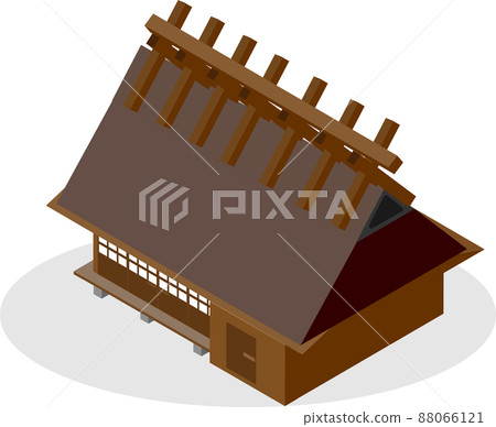 Isometric thatched-roof house 88066121