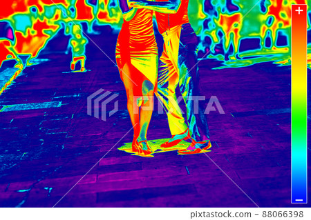 Thermal image of Street dancers performing tango Thermal image of Street dancers performing tango 88066398