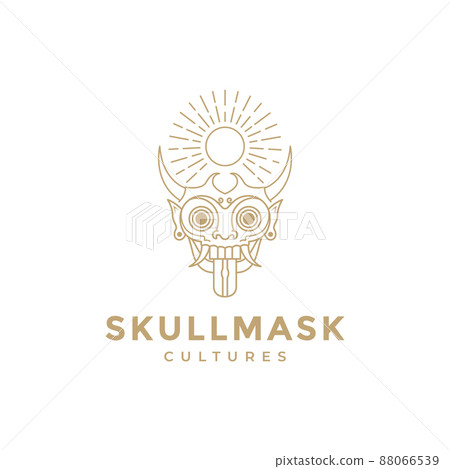 traditional mask culture indonesia line logo design, vector graphic symbol icon illustration creative idea 88066539