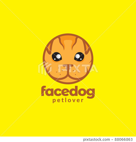 face cute puppy dog circle shape logo design, vector graphic symbol icon illustration creative idea 88066863