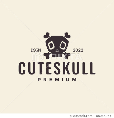 hipster crossbones with skull logo design, vector graphic symbol icon illustration creative idea 88066963
