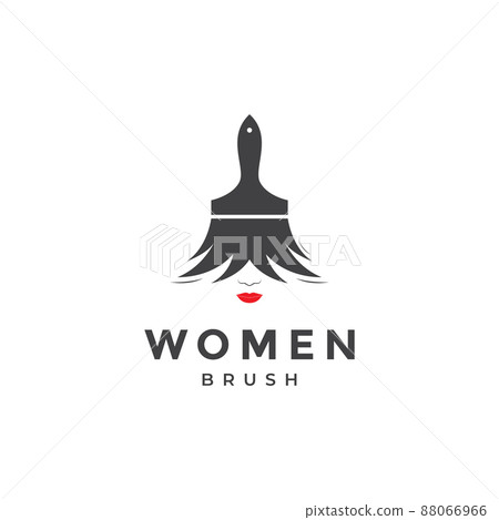 brush paint with women face logo design, vector graphic symbol icon illustration creative idea 88066966