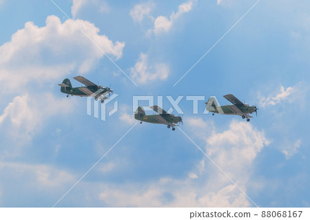Russian Air Force Antonov An-2 transport aircraft formation flight 88068167