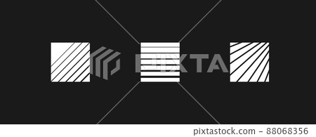 Set of retrowave design elements, squares. Squares with horizontal and diagonal stripes. Pack of retrowave 1980s style design elements. Vector Set of retrowave design elements, squares. Squares with horizontal and diagonal stripes. Pack of retrowave 1980s style design elements. Vector 88068356