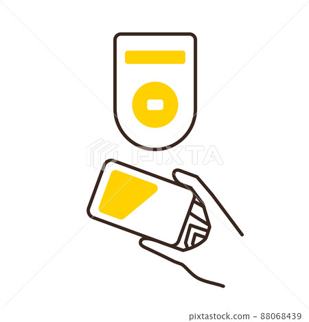 Illustration line drawing paying with an IC card - Stock Illustration ...