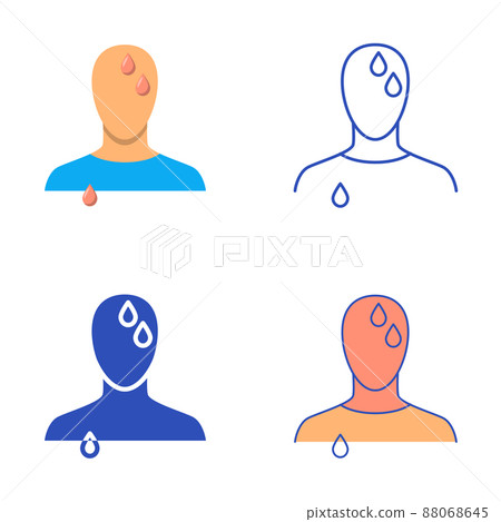 Sweating icon set in flat and line style Sweating icon set in flat and line style 88068645