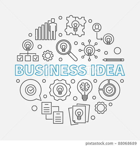 Business idea vector circular illustration in outline style 88068689