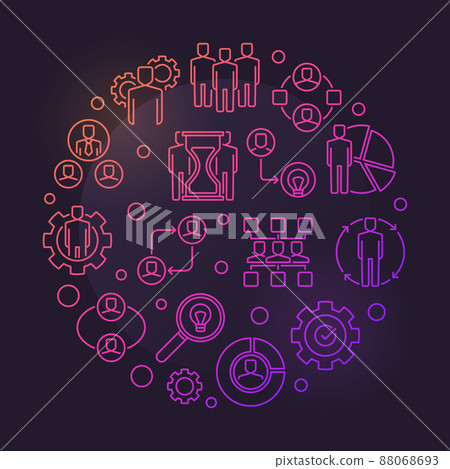 Vector Partnership round colorful outline...-插圖素材 [88068693] - PIXTA圖庫