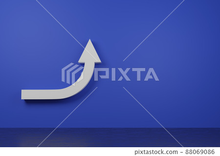 Arrows rising while curving / blue background / business abstract image / 3D rendering 88069086