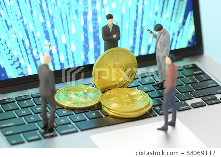 Concept image of notebook PC and virtual currency / trader / electronic trading / mining 88069112