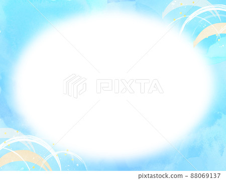 Japanese style frame with a cool impression with waves Japanese style frame with a cool impression with waves 88069137