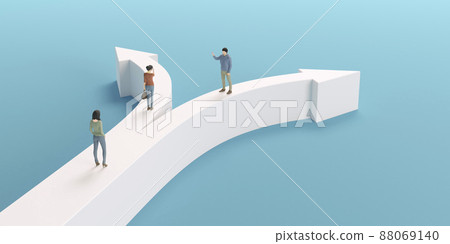 Branching arrows and businessmen / business options ・ Different directions ・ Branching future image 88069140