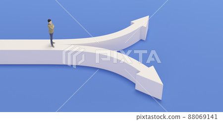 Branching arrows and businessmen / business options ・ Different directions ・ Branching future image Branching arrows and businessmen / business options ・ Different directions ・ Branching future image 88069141