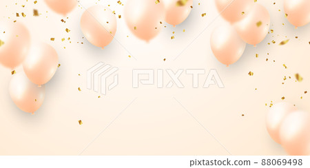 Balloon background vector illustration with confetti for a party or celebration. 88069498