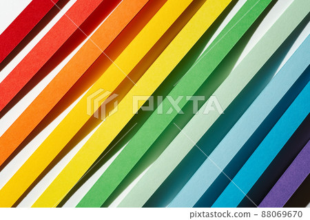 Rainbow colored paper stripe waves 88069670