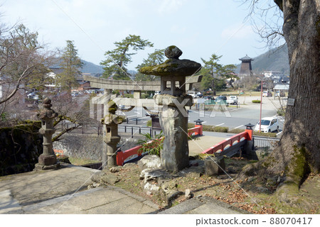 Castle town Izushi, a distant view of the Tatsukoro from the approach to Inari Shrine, Toyooka City, Hyogo Prefecture 88070417