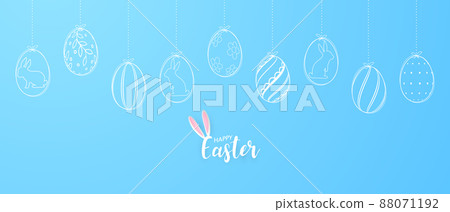 happy easter with decorated eggs background beautiful design vector illustration happy easter with decorated eggs background beautiful design vector illustration 88071192