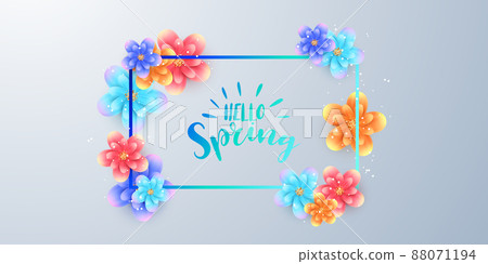 vector spring banner background with spring text and colorful paper cut flower elements vector illustration 88071194