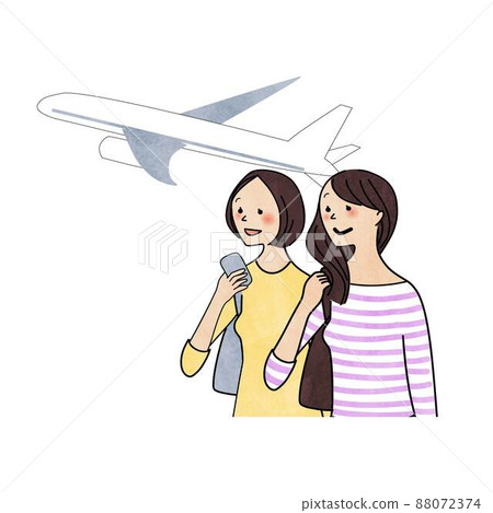 旅行的婦女和飛機 88072374