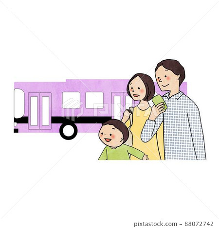 旅行的家庭和公共汽車 88072742