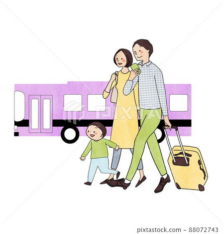 Traveling family and bus 88072743