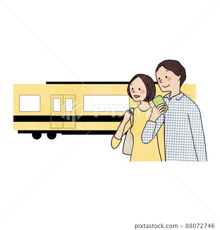 Traveling men and women and trains 88072746