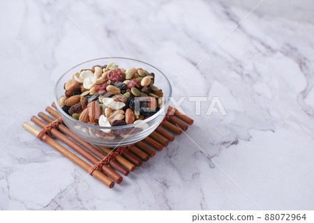 close up of many mixed nuts  88072964