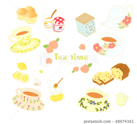 Tea time illustration set Tea time illustration set 88074381