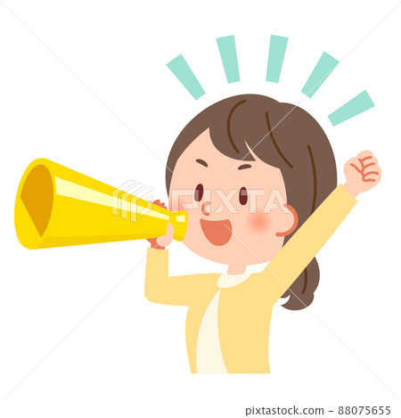 A teacher cheering with a megaphone - Stock Illustration [88075655] - PIXTA