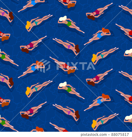 Swimming people in water seamless pattern.... - Stock Illustration ...