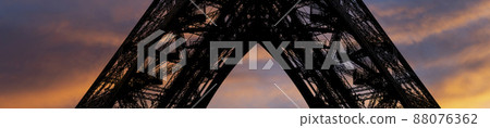 Eiffel Tower (contour) in Paris, France (against the background of a beautiful sky) Eiffel Tower (contour) in Paris, France (against the background of a beautiful sky) 88076362