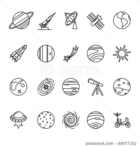Space exploration icons set in line style Space exploration icons set in line style 88077102
