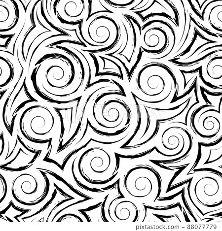 Seamless vector pattern of black spirals and... - Stock Illustration ...