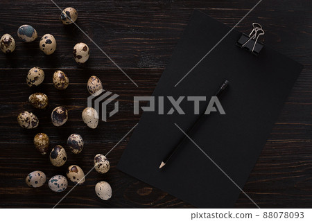 quail eggs, place for text on wooden rustic background top view close up quail eggs, place for text on wooden rustic background top view close up 88078093