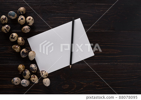 quail eggs, place for text on wooden rustic background top view close up quail eggs, place for text on wooden rustic background top view close up 88078095