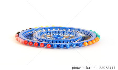 set of tools for needlework (needle tailoring with colored heads), on a white background set of tools for needlework (needle tailoring with colored heads), on a white background 88078341