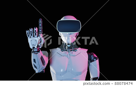 Humanoid robot with metaverse technology concept. 3d render 88078474