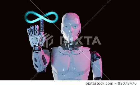 Humanoid robot with metaverse technology concept. 3d render Humanoid robot with metaverse technology concept. 3d render 88078476
