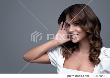 Beautiful woman with clear skin. SPA concept. Natural beauty. Stylish model Beautiful woman with clear skin. SPA concept. Natural beauty. Stylish model 88078488