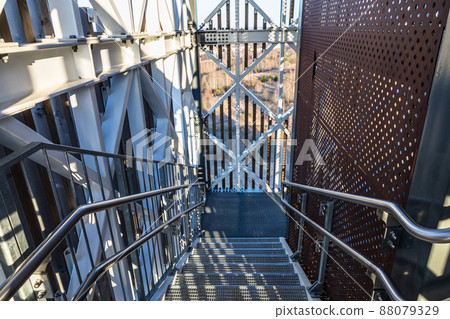 Steel construction with steel handrails and fall protection Steel construction with steel handrails and fall protection 88079329