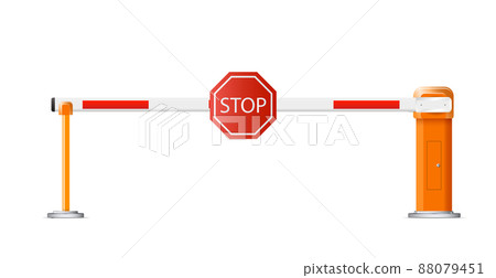 Barrier flock.Parking zone turnpike on white background vector illustration.Railroad and parking zone barrier icon. Barrier flock.Parking zone turnpike on white background vector illustration.Railroad and parking zone barrier icon. 88079451