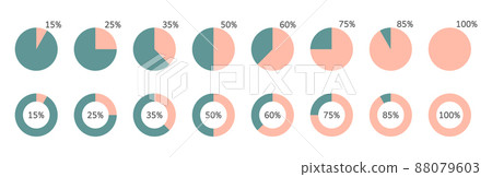 Pie chart percentage icons set. Segment infographic. Circle graph statistic diagram. 25,50,60,75 slice element. Data information. Finance document presentation. Management report. Vector illustration Pie chart percentage icons set. Segment infographic. Circle graph statistic diagram. 25,50,60,75 slice element. Data information. Finance document presentation. Management report. Vector illustration 88079603