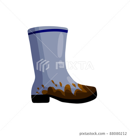 Rubber muddy boot with dirt. 88080212