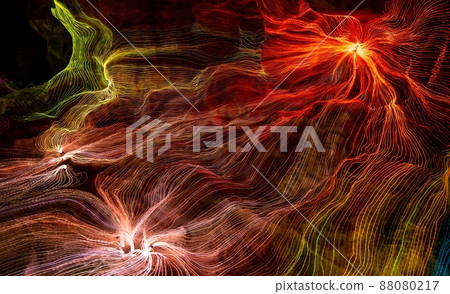 Abstract wave of digital weave lines connecting network dots and dark background Abstract wave of digital weave lines connecting network dots and dark background 88080217