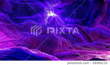 Abstract wave of digital weave lines connecting network dots and dark background Abstract wave of digital weave lines connecting network dots and dark background 88080218