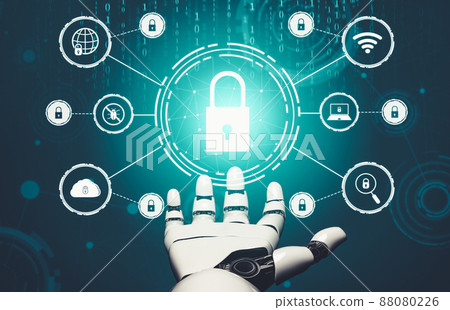 Futuristic AI thinking of droid robot artificial intelligence concept Futuristic AI thinking of droid robot artificial intelligence concept 88080226