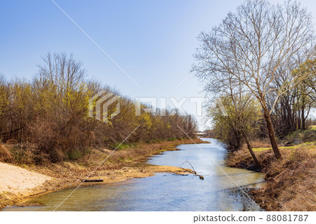 Sunny view of the Arkansas River and landscape Sunny view of the Arkansas River and landscape 88081787