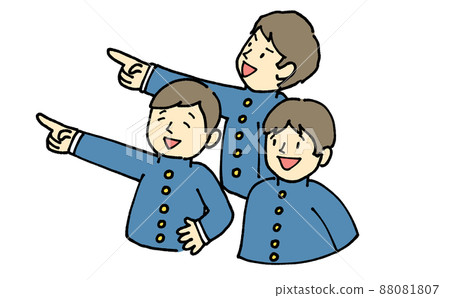 穿著制服的學生指點姿勢 穿著制服的學生指點姿勢 88081807