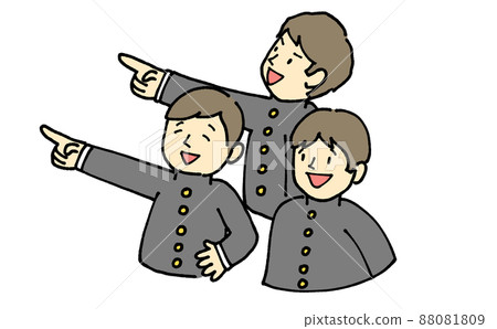 穿著制服的學生指點姿勢 穿著制服的學生指點姿勢 88081809